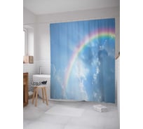 Штора (занавеска) для ванной JoyArty "Радуга в небе" из сатена, 180х200 см с крючками, sc_38505