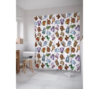Штора (занавеска) для ванной JoyArty "Забавный зоопарк" из сатена, 180х200 см с крючками, sc_54101