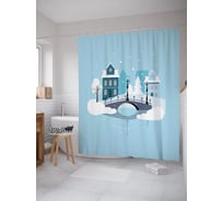 Штора (занавеска) для ванной JoyArty "Старый мост над затокой" из сатена, 180х200 см с крючками, sc_53143