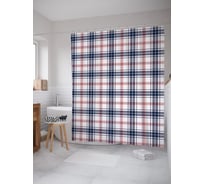 Штора (занавеска) для ванной JoyArty "Светлая клетка" из сатена, 180х200 см с крючками, sc_57086