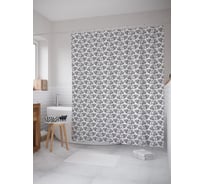 Штора (занавеска) для ванной JoyArty "Цветущие лианы" из сатена, 180х200 см с крючками, sc_54338