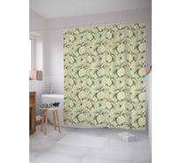 Штора (занавеска) для ванной JoyArty "Яблочный орнамент" из сатена, 180х200 см с крючками, sc_50758