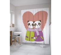 Штора (занавеска) для ванной JoyArty "Две панды в одной связке" из сатена, 180х200 см с крючками, sc_60457
