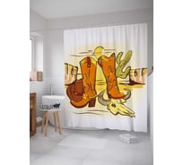 Штора (занавеска) для ванной JoyArty "Натюрморт с черепом буйвола" из сатена, 180х200 см с крючками, sc_37933