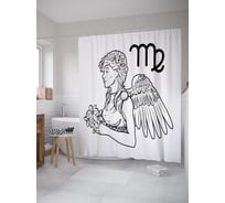 Штора (занавеска) для ванной JoyArty "Дева с цветами" из сатена, 180х200 см с крючками, sc_60188