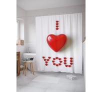 Штора (занавеска) для ванной JoyArty "Вектор сердец" из сатена, 180х200 см с крючками, sc_53761