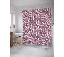 Штора (занавеска) для ванной JoyArty "Геометрические диагонали" из сатена, 180х200 см с крючками, sc_58066