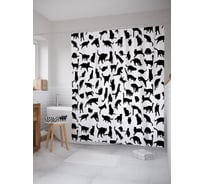 Штора (занавеска) для ванной JoyArty "Коты и кошки" из сатена, 180х200 см с крючками, sc_52745