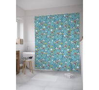 Штора (занавеска) для ванной JoyArty "Милая панда в дождливый день" из сатена, 180х200 см с крючками, sc_52549