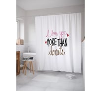 Штора (занавеска) для ванной JoyArty "Я люблю тебя больше, чем пончики" из сатена, 180х200 см с крючками, sc_53717
