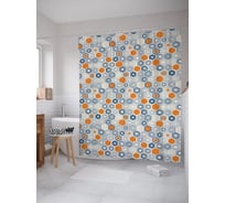 Штора (занавеска) для ванной JoyArty "Геометрические соты" из сатена, 180х200 см с крючками, sc_58459