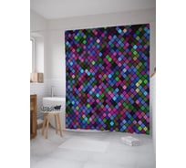 Штора (занавеска) для ванной JoyArty "Хаотичная мозаика" из сатена, 180х200 см с крючками, sc_54110