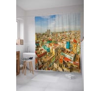 Штора (занавеска) для ванной JoyArty "Старый город сверху" из сатена, 180х200 см с крючками, sc_37496