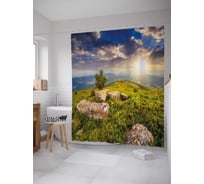 Штора (занавеска) для ванной JoyArty "Следы древности" из сатена, 180х200 см с крючками, sc_37494