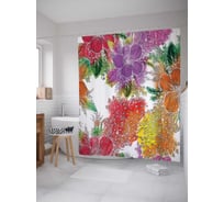 Штора (занавеска) для ванной JoyArty "Цветочное жилье" из сатена, 180х200 см с крючками, sc_4519