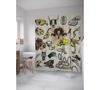 Штора (занавеска) для ванной JoyArty "Черепа животных" из сатена, 180х200 см с крючками, sc_32690
