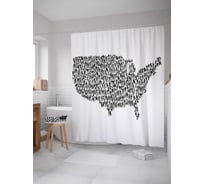 Штора (занавеска) для ванной JoyArty "Плотность населения" из сатена, 180х200 см с крючками, sc_5262