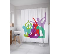 Штора (занавеска) для ванной JoyArty "Изящество йоги" из сатена, 180х200 см с крючками, sc_37535