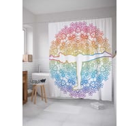 Штора (занавеска) для ванной JoyArty "Идеальная йога" из сатена, 180х200 см с крючками, sc_37531