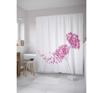 Штора (занавеска) для ванной JoyArty "Цветочный шлейф" из сатена, 180х200 см с крючками, sc_32609