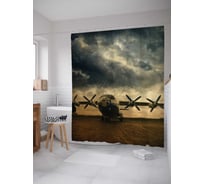 Штора (занавеска) для ванной JoyArty "Большой самолет" из сатена, 180х200 см с крючками, sc_5616