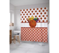 Штора (занавеска) для ванной JoyArty "Баскетбольные звезды" из сатена, 180х200 см с крючками, sc_5356