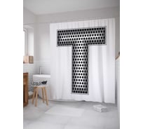 Штора (занавеска) для ванной JoyArty "Алюминиевая t" из сатена, 180х200 см с крючками, sc_4526t