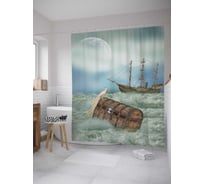 Штора (занавеска) для ванной JoyArty "Сундук с парусника" из сатена, 180х200 см с крючками, sc_32504