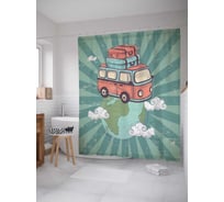 Штора (занавеска) для ванной JoyArty "Минибас на Земле" из сатена, 180х200 см с крючками, sc_5913