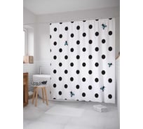 Штора (занавеска) для ванной JoyArty "Мухи с точками" из сатена, 180х200 см с крючками, sc_3817