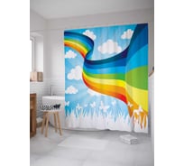 Штора (занавеска) для ванной JoyArty "Ленточная радуга" из сатена, 180х200 см с крючками, sc_5147