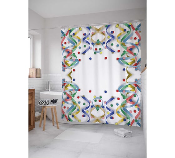 Штора (занавеска) для ванной JoyArty "Просто и красиво" из сатена, 180х200 см sc_378899 1