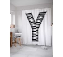 Штора (занавеска) для ванной JoyArty "Алюминиевая y" из сатена, 180х200 см с крючками, sc_4526y