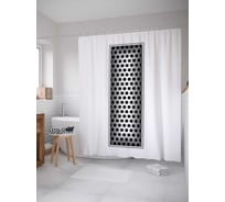 Штора (занавеска) для ванной JoyArty "Алюминиевая i" из сатена, 180х200 см с крючками, sc_4526i