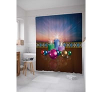 Штора (занавеска) для ванной JoyArty "Новогодние украшения" из сатена, 180х200 см с крючками, sc_5819