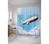 Штора (занавеска) для ванной JoyArty "Воздушные путешествия" из сатена, 180х200 см с крючками, sc_5612