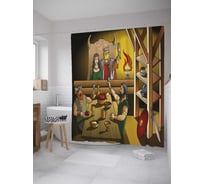 Штора (занавеска) для ванной JoyArty "Гуляние в средневековье" из сатена, 180х200 см с крючками, sc_32569