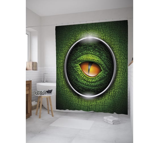 Штора (занавеска) для ванной JoyArty "Глаз рептилии" из сатена, 180х200 см с крючками, sc_39153 1