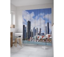 Штора (занавеска) для ванной JoyArty "Набережная Чикаго" из сатена, 180х200 см с крючками, sc_60422