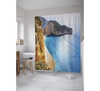 Штора (занавеска) для ванной JoyArty "Бухта Навайо" из сатена, 180х200 см с крючками, sc_60513