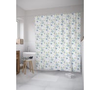Штора (занавеска) для ванной JoyArty "Цветы наив" из сатена, 180х200 см с крючками, sc_55632