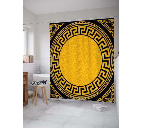 Штора (занавеска) для ванной JoyArty "Тарелка Древней Греции" из сатена, 180х200 см с крючками, sc_53993 1