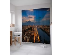 Штора (занавеска) для ванной JoyArty "Небо над городом" из сатена, 180х200 см с крючками, sc_32518