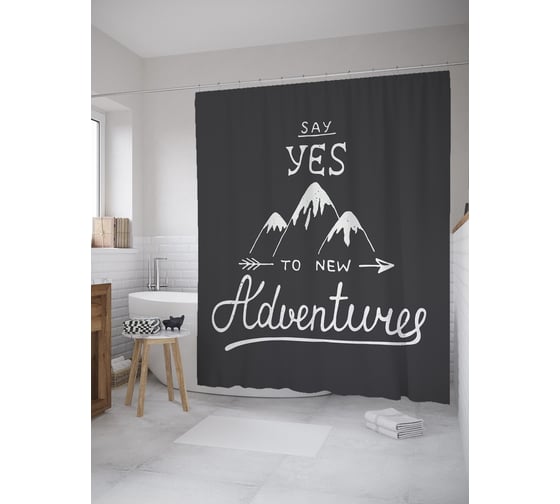 Штора (занавеска) для ванной JoyArty "Скажи да новым горам" из сатена, 180х200 см с крючками, sc_60526 1