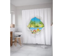 Штора (занавеска) для ванной JoyArty "Подсмотренный пляж" из сатена, 180х200 см с крючками, sc_53170