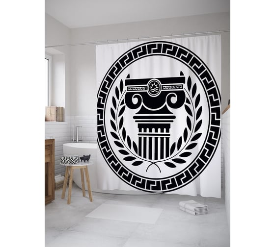 Штора (занавеска) для ванной JoyArty "Древнеримская колонна" из сатена, 180х200 см с крючками, sc_39511 1