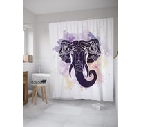 Штора (занавеска) для ванной JoyArty "Портрет слона" из сатена, 180х200 см с крючками, sc_59856