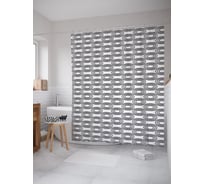 Штора (занавеска) для ванной JoyArty "Круговые волны" из сатена, 180х200 см с крючками, sc_54571