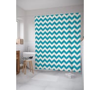 Штора (занавеска) для ванной JoyArty "Контрастный зигзаг" из сатена, 180х200 см с крючками, sc_54079