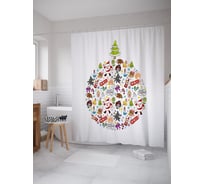 Штора (занавеска) для ванной JoyArty "Рождественский мир" из сатена, 180х200 см с крючками, sc_53281